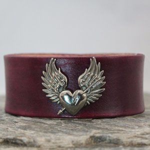 Hand Dyed Purple Leather Bracelet